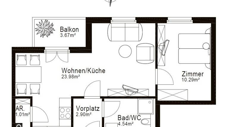 Provisionsfreie 2-Zimmer-Wohnung mit Balkon